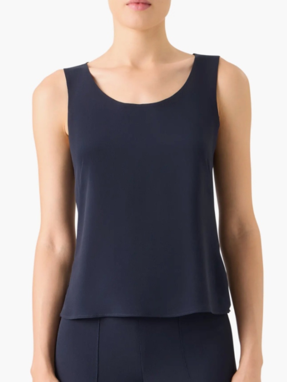 AKRIS Sleeveless Silk Georgette Top Navy